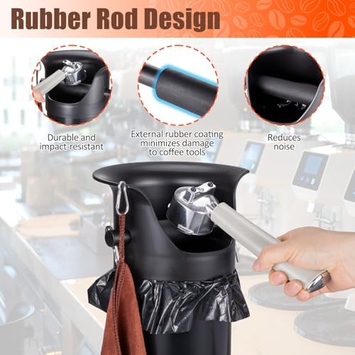 HOMEE 18L Floor Standing Espresso Coffee Knock Box with 25 Garbage Bags - Image 3