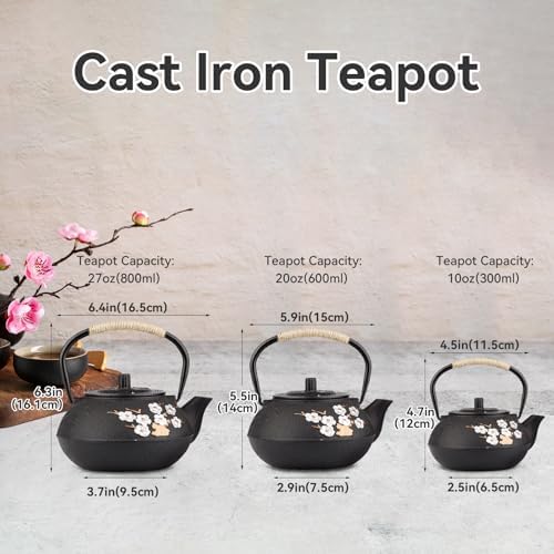 Japanese Cast Iron Teapot, 20oz/600ml Cast Iron Tea Kettle - Image 7