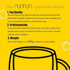 PunPun 12.9OZ. 380ml Clear Coffee Mugs, Glass Cups for Latte, Double Wall Glass with Big Handle, Clear Mugs for Iced Coffee or Hot Beverages, Espresso Cups Each Set of 4 - Image 5