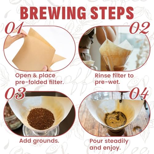 Pre-Folded Unbleached Cone Coffee Filters – Premium Thick Paper, Compatible with Pour-Over Coffee Makers (240 Filters) - Image 5