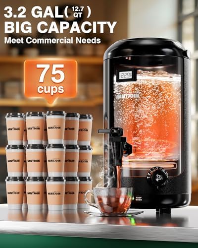 WantJoin Insulated Beverage Dispenser Stainless Steel Black 3.2Gal-Heating - Image 4