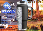Meoky 32 oz Tumbler with Handle, Insulated Tumbler with Lid and Straw, Stainless Steel Travel Mug, Keeps Cold for 24 Hours, 100% Leak Proof, Fits in Car Cup Holder (Night) - Image 2
