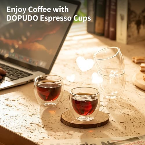 10oz Double Wall Espresso Cups Set of 4, Clear Expresso Shots Cup, Double Wall Insulated Espresso Mugs, 300 ML Tazas de Cafe Expreso, Microwave Dishwasher Safe,Suit for Espresso Machine - Image 6