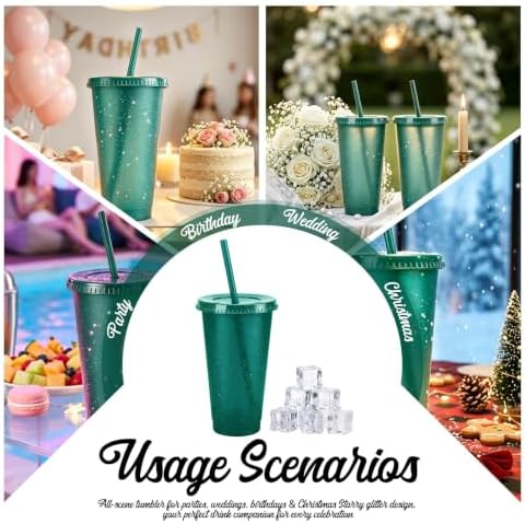 36 Pcs Green Tumblers with Straw & Lid - 24oz Coffee Cups - Image 5