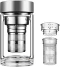 348ml/11.7oz Heat-resistant thick double-layer glass cup with lid, tea and water separation cup, filtered boiling water drinking bottle, transparent sealed milk and coffee cup by Unknown