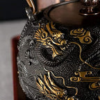 Cast Iron Teapot Tetsubin Tea Kettle 1.3L - Gilding Nine Dragon Pattern to Keep Tea Warm - Image 3