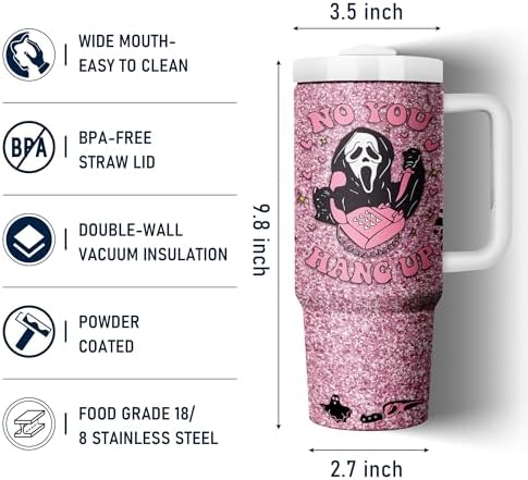 Horror Scary Face Halloween Tumbler for Women Girls Spooky Vibes 30oz - Image 3