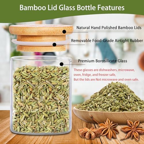 SLifeJars-Spice Jars with Label, 4 oz 24 pcs Spice Containers Glass Jars with Bamboo Lids, Seasoning Containers Bottles, Airtight Empty Glass Jars for Spice Rack,Drawer,Cabinet,Pantry - Image 3