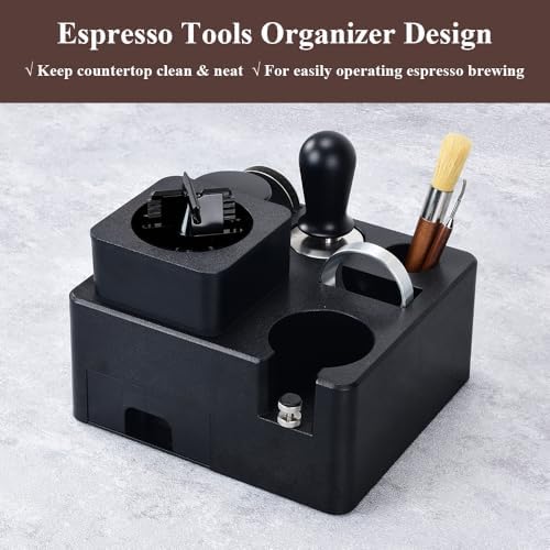 CAFEMASY Electric Espresso Coffee Puck Sucker Automatic Knock Box Espresso Coffee Portafilter Cleaner with Espresso Accessories Tool Organizer 58mm Tamping Station - Image 5