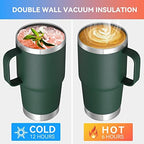 VEGOND 20 oz Tumbler Bulk with Handle Lid and Straw, Stainless Steel Insulated Travel Coffee Mug Set, Spill Proof Double Wall Metal Tumblers Cups, Dark Green 12 Pack - Image 3