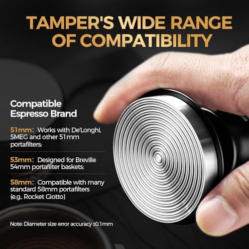 IKAPE 51mm Espresso Tamper, Premium Barista Coffee Tamper with Calibrated Spring Loaded, Threaded Stainless Steel Base Tamper for Espresso Machine(Black) - Image 3