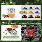 Reusable Coffee Pods Capsules For VertuoLine Next Coffee Machine, New Version Stainless Steel Refillable Pods Compatible with Nespresso Vertuo Make 230 ML Crema Coffee, 1 Capsule 1 Tamper - Image 5
