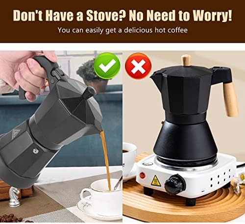 SHANGSKY Coffee Pot Electric Moka Pot 6 Cup, Aluminum Espresso Coffee Maker - Image 3
