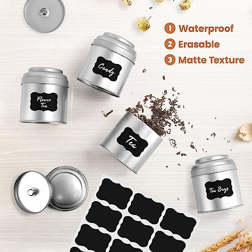 TRISCO Tea Tin with Airtight Double Lids for Loose Leaf Tea Storage, 8 Fl Oz Kitchen Small Tin Can and Tea Canister for Tea Coffee Sugar Candy Spices Christmas Gift, 18PCS - Image 3
