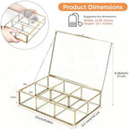 Gold Glass Tea Bag Organizer, Tea bag Storage Glass Box (6 Compartments) - Image 2