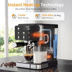 SUNVIVI Espresso Machine with Cold Brew, All-in-one Iced Coffee Maker with Automatic Milk Frother, LED Touchscreen, 51OZ Water Tank, Pressure Coffee Machine for Latte, Cappucinno, Self-clean, Black - Image 5
