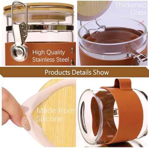 Glass Storage Jars with Bamboo Lids & Spoons, 2 Packs, 40 OZ - Image 3