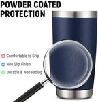 COMOOO 20oz/8Pack Double Wall Vacuum Insulated Coffee Travel Mug Stainless Steel Tumbler Bulk with Lid and Straw Durable Powder Coated Insulated Coffee Cup for Cold & Hot Drinks, Navy, 8 Pack - Image 4