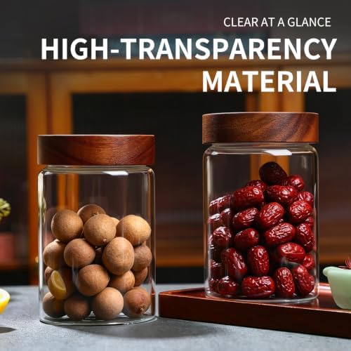 2 Pcs 30 fl.oz Glass Jars with screw Acacia Lids, Food Storage Containers with Airtight Lid,Coffee Container Jar Set for coffee bean,Nut, Candy, Cereal, Snacks,Overnight Oats,Tea,Spice - Image 5