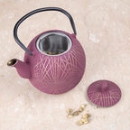 Creative Home Cast Iron Kyusu Teapot with Removable Stainless Infuser Basket, Rust-Resistant Interior Coating and Heat-Retaining Build, Elegant Japanese-Style Tea Ritual Gift, 34 oz, Gold/Purple - Image 4