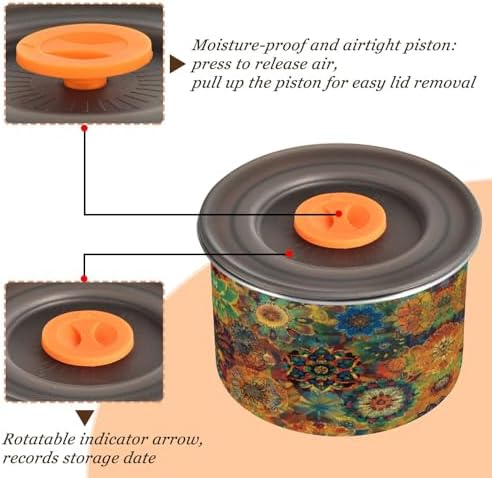 Stainless Steel Coffee Storage Containers with Airtight Lid, Hippy Mandala 30oz Food Storage Container Kitchen Canister for Tea, Coffee Beans, Ground, Sugar Storage - Image 3