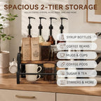 Coffee Syrup Organizer Rack with Drawer, 2 Tier Coffee Bar Organizer - Image 4