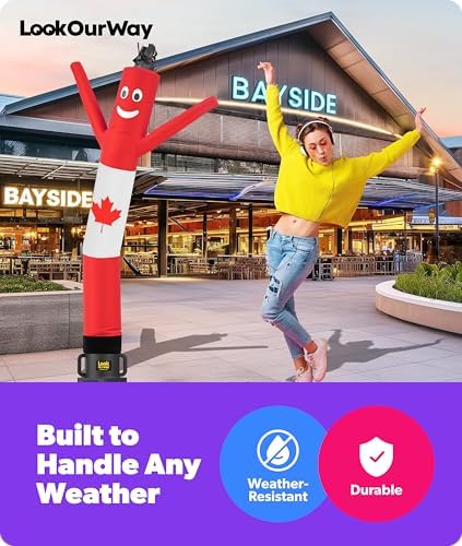LookOurWay Air Dancers Wacky Waving Inflatable Tube Man Attachment - 7 Feet Tall Advertising Air Dancer Waving Man Inflatable Tube Guy - Blower Not Included - Red/White/Blue - Image 5