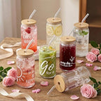 Glass Cups with Lids and Straws, 6Pack, 16oz, Inspirational Health - Image 5