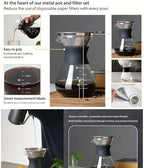 2PCS Pour Over Coffee Maker with Stainless Steel Filter, Glass Coffee Maker Drip Pot with 100pcs Filter Paper, Reusable Glass Coffee Pot Manual Coffee Dripper Brewer for Cafetera, Coffee (2PCS 600 ml) - Image 6
