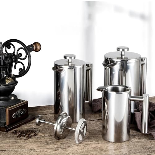 350ml/800ml/1000ml Coffee Maker Pot French Press Stainless Steel Double Walled Insulated(1000ml) - Image 4