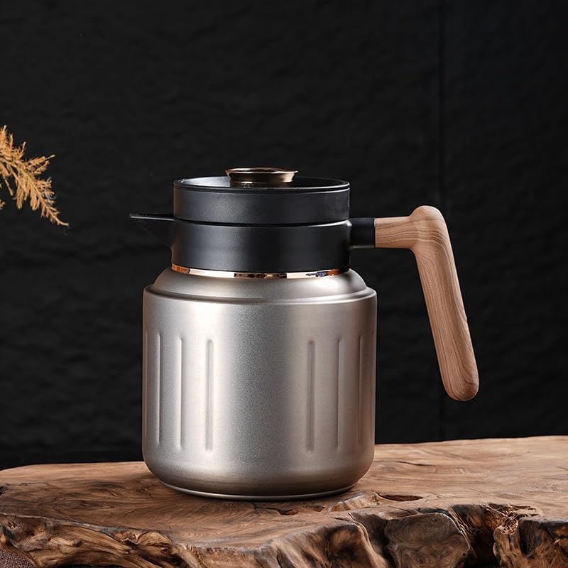 1 Liter Thermal Coffee Carafes For Keeping Hot, Large Stainless Steel Insulated Carafe Double Wall Insulated Coffee Carafe And Beverage Dispenser With Tea Infuser And Strainer(Gray) by Unknown