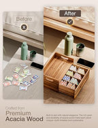 TINAMO Acacia Wooden Tea Box Organizer with Drawer for Tea & Coffee Storage - Image 4