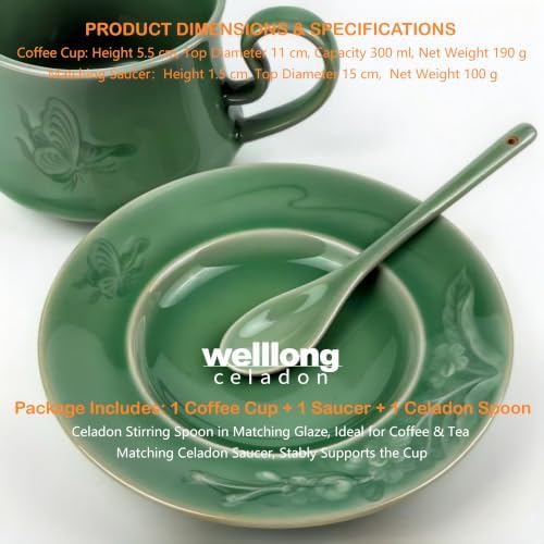 Vintage Design 10 oz Ceramic Latte Art Cappuccino Barista Cup with Saucer - Image 4