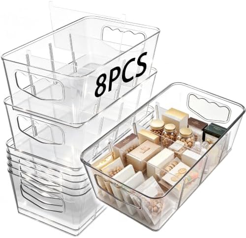 SPACELEAD 8 Pack Clear Plastic Storage Bins for Home Organization by Home