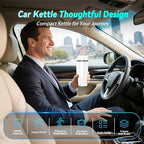 Car Electric Kettle for Travel : FVPE 12V/24V Small Electric Water Kettle, Multi-Temp Control 400 mL Portable Car Water Boiler for Brewing Coffee Tea,LCD Display 304 Stainless Steel Truck Heating Cup - Image 2