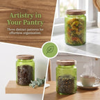 Ipetboom 3pcs Glass Food Storage Jars with Wooden Lids, Coffee Canister - Image 3