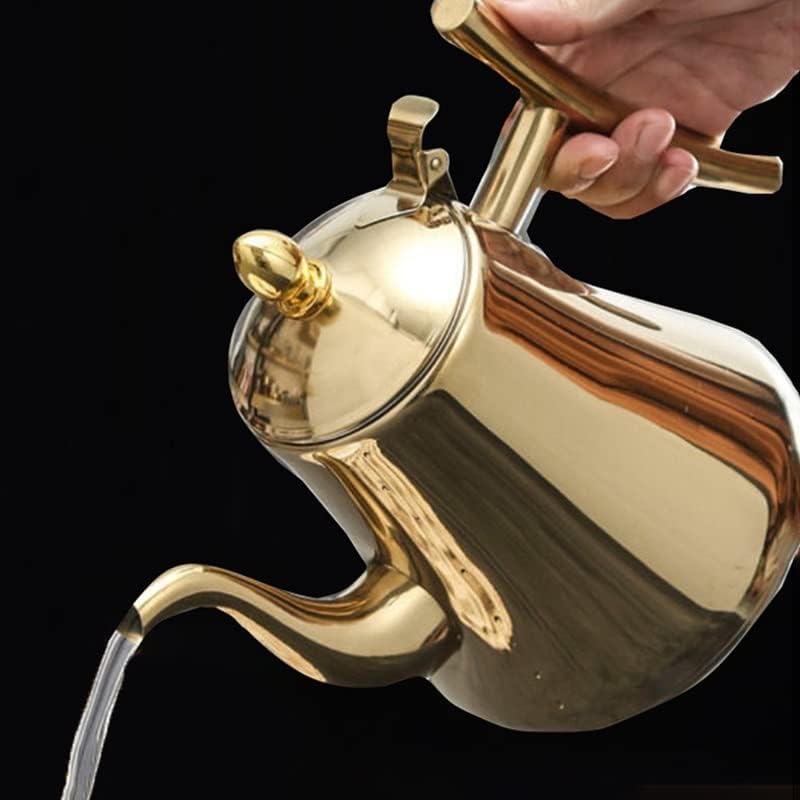 Tea Pot 1.5L Household Large Capacity Stainless Steel Teapot with Filter Home Kitchen Kettle Cool Kettle Gold/Silver Teapot for Infuser (Color : B, Size : 1.5L) - Image 3