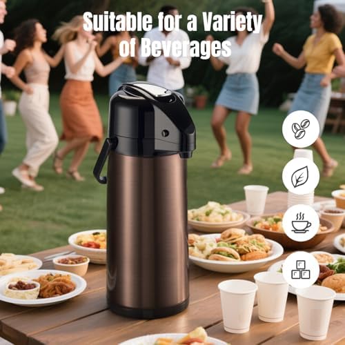 PARACITY Termos Para Cafe, Coffee Carafe 102OZ, Double-Pump Gold Airpot - Image 6