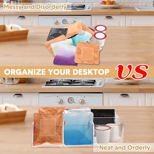 Maitys 4 Pcs Acrylic Tea Bag Organizer Clear, 6 Compartments Divided Box - Image 4