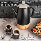 Moss & Stone 10 Cup Black Electric Percolator Coffee Pot, Stainless Steel - Image 4