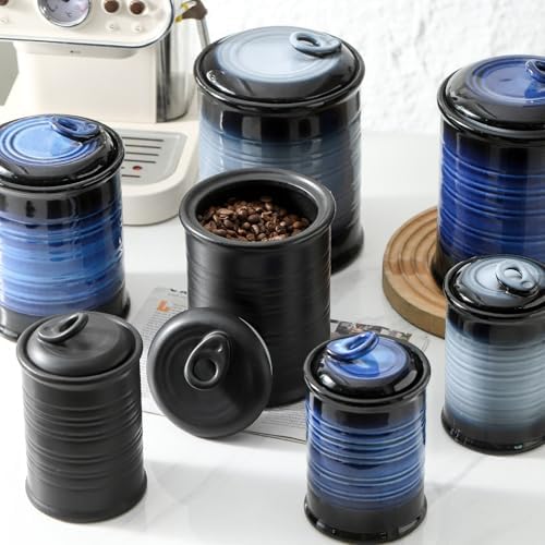 Nihow Food Storage Jar,Ceramic Canister Sets for The Kitchen,Set of 3,Black - Image 3