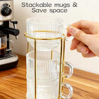 5.4 oz Espresso Cups Set of 4,Stackable Clear Glass Small Coffee Cup Set - Image 3