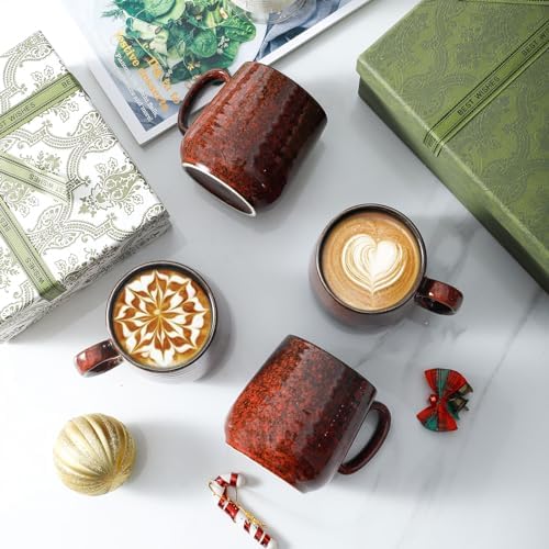 HASENSE 8 oz Ceramic Espresso Mugs Set of 4, Small Coffee Cups with Handle - Image 5