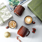 HASENSE 8 oz Ceramic Espresso Mugs Set of 4, Small Coffee Cups with Handle - Image 5
