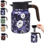Vintage Floral Teapot with Built-in Infuser, Stainless Steel Thermal Carafe by TBHAPY