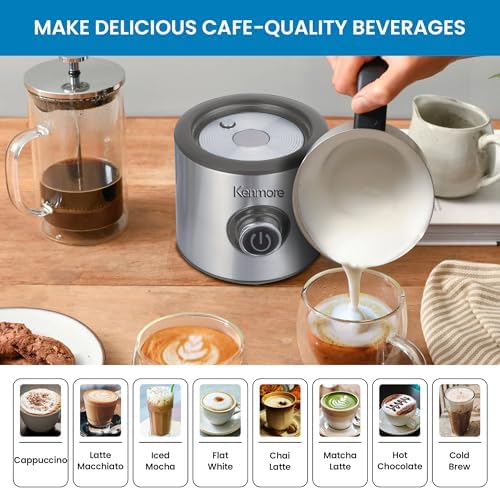 Kenmore Electric Milk Frother- Hot & Cold Milk Steamer and Foam Maker for Coffee, Lattes, Cappuccino, Portable Milk Heater and Foamer for Espresso, Home Brewing, Automatic Milk Steamer - Image 4