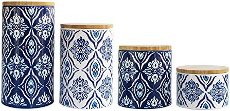 American Atelier Pirouette 4 Piece Canister Set,17 x 4.25 x 8 inches, Blue/White (Pack of 2) - Image 3