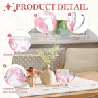 METALLIXITY Flowers Double Wall Glass Coffee Mugs 11.8oz Pink 2Pcs - Image 3