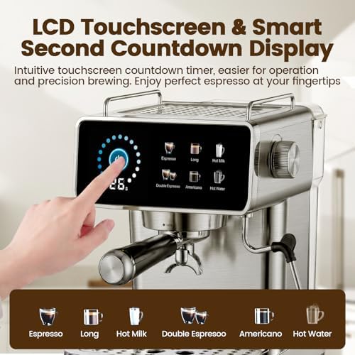 Touchscreen Espresso Machines with Timer, 51oz Water Tank, 20 Bar - Image 4