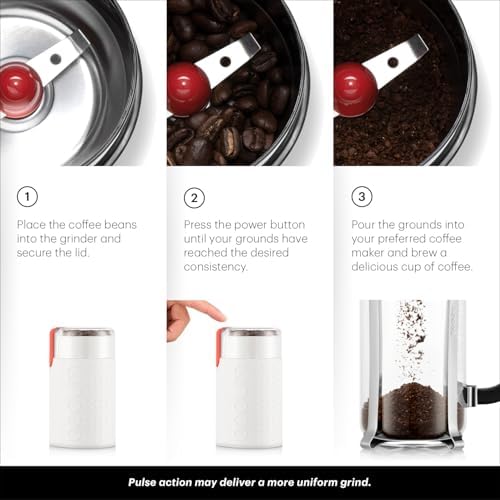 Bodum Bistro Electric Blade Coffee Grinder, White, 2.1 oz (Pack of 2) - Image 3